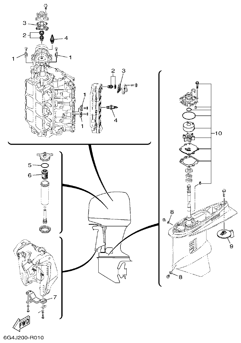 Yamaha 150AET, 200AET, L150AET, L200AET SCHEDULED SERVICE PARTS parts diagram